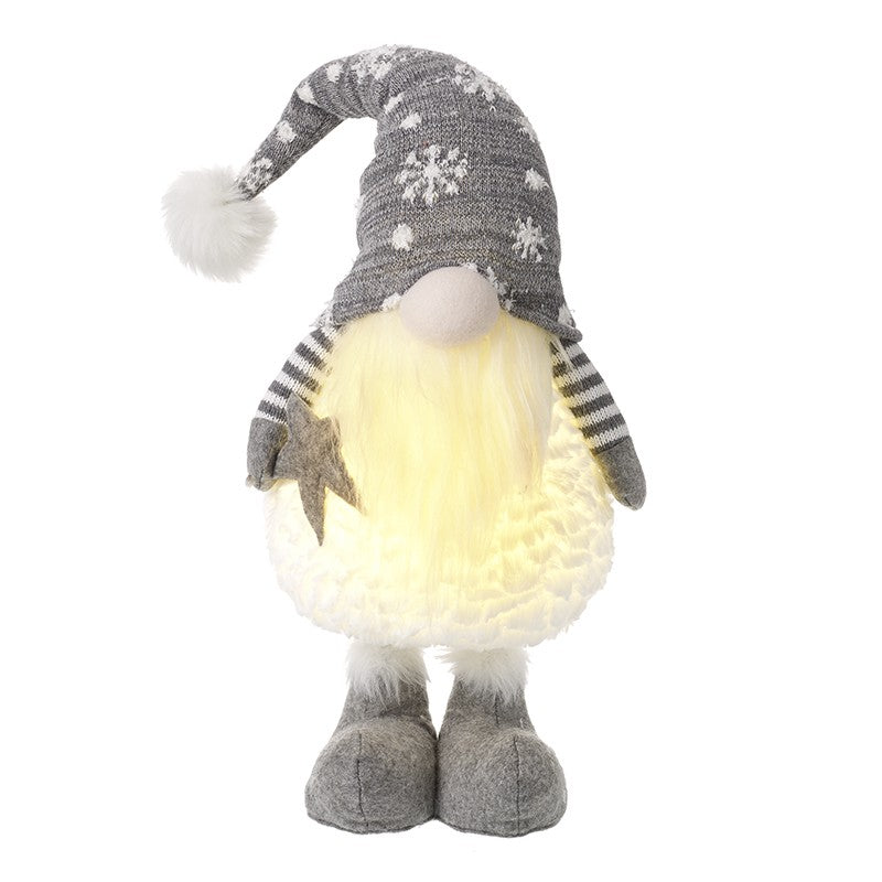 Light Up Standing Nordic Gonk Gnome with Grey Snowflake Hat