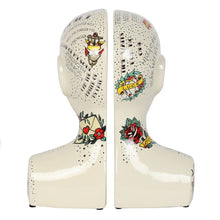 Load image into Gallery viewer, Phrenology Tattoo Ceramic Bookends
