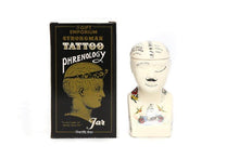 Load image into Gallery viewer, Phrenology Tattoo Ceramic Storage Head - Small Size-The Useful Shop

