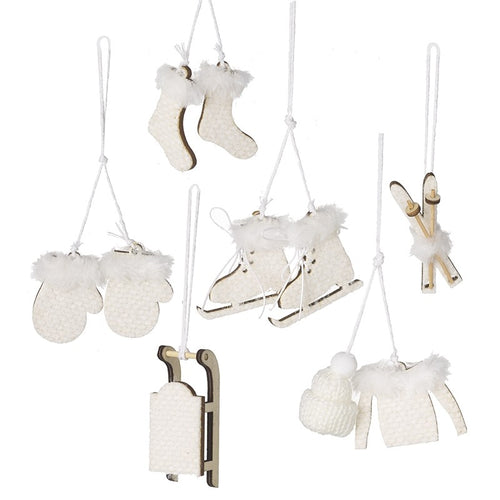 Skate and Ski Winter Hanging Tree Decorations Bauble Set of 6