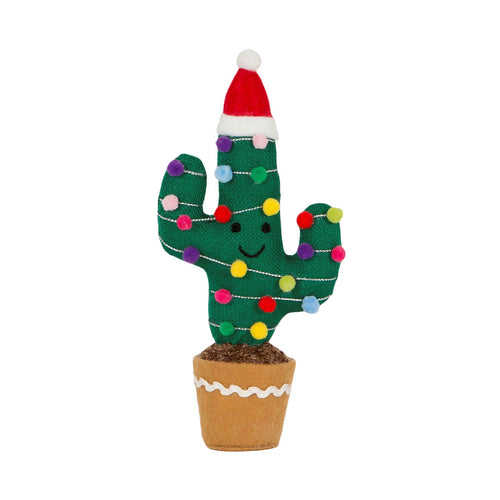 Fun Christmas Knitted Decorated Cactus Decoration Large