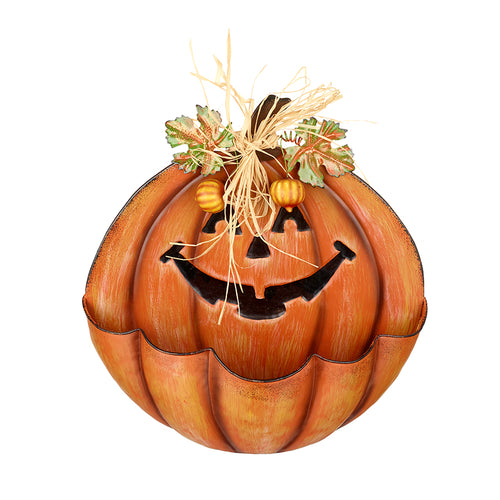 Halloween Metal Happy Pumpkin Basket by Heaven Sends