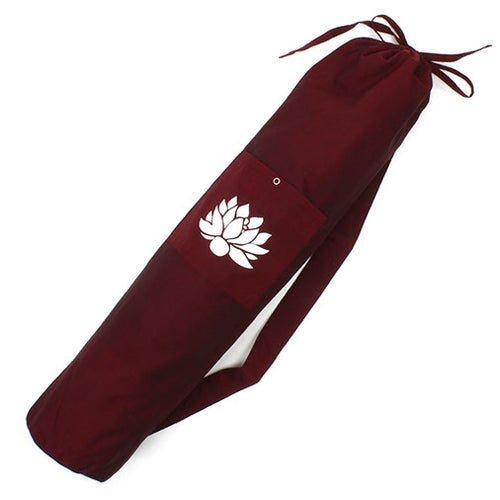 Cotton Lotus Design Yoga Mat Bag - Dark Red Fair Trade-The Useful Shop
