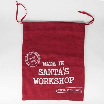 Sass & Belle Made In Santa's Workshop Large Red Jute Christmas Sack-The Useful Shop
