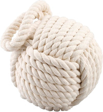 Load image into Gallery viewer, Large Monkey Fist Ivory Nautical Rope Door Stop
