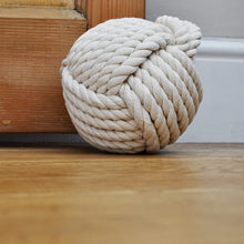 Load image into Gallery viewer, Large Monkey Fist Ivory Nautical Rope Door Stop
