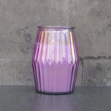 Load image into Gallery viewer, Large Lantern Style Iridescent Coloured Glass Fragranced Candle by Candlelight
