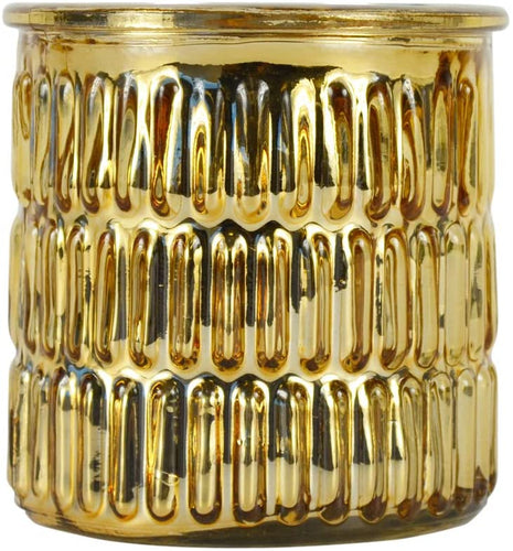 Large Metallic Embossed Gold Jar Prosecco Fragrance Candle by Candlelight