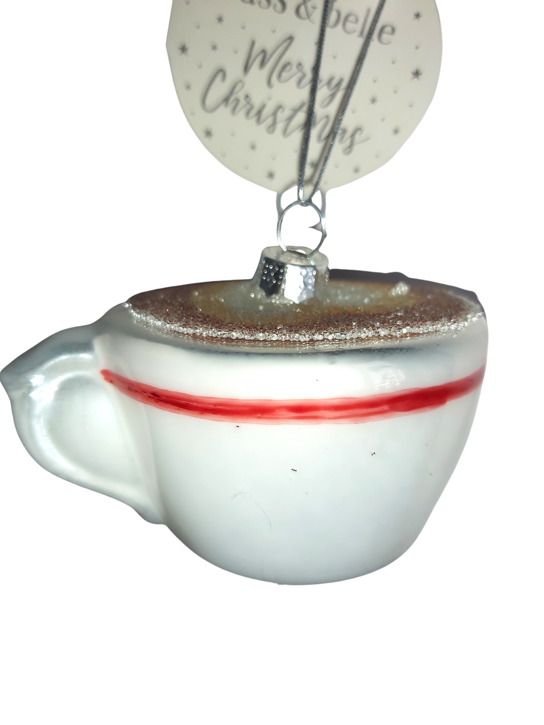 Coffee Lovers Christmas Cappuccino Cup Tree Bauble Decoration with Heart Froth