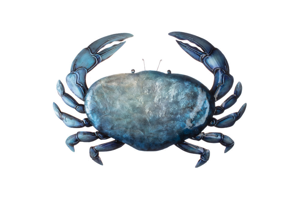 Large Blue Crab Metal Wall Art by Shoeless Joe 44cm