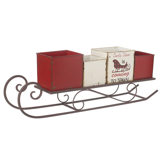 Large Metal Vintage Style Sleigh with Red and White Boxes by Heaven Sends