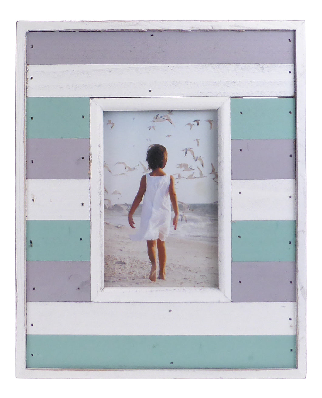 Pastel and White Beach Hut Wooden Picture Photo Frame