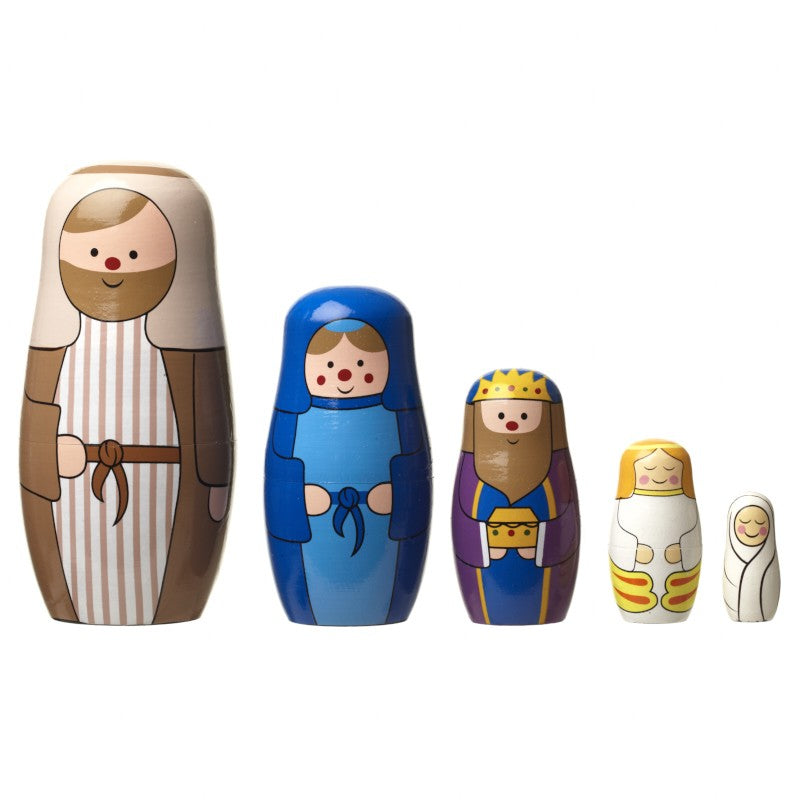 Wooden Christmas Story Nativity Russian Dolls Nesting Set by Heaven Sends