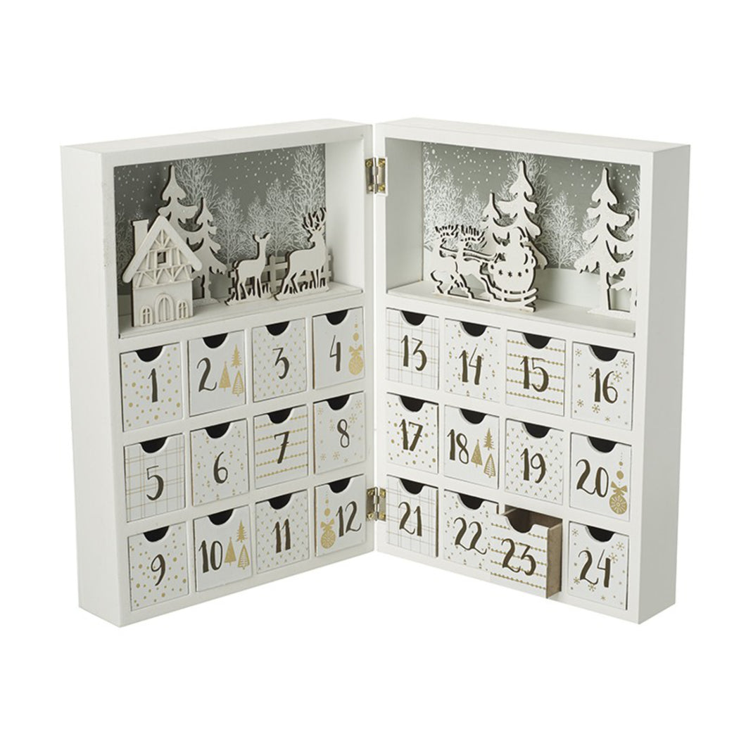 White Christmas Book Style Wooden Advent Calendar